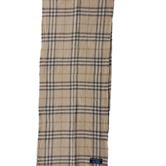 BURBERRY London Classic Nova Check Knit 100% Lambs Wool Fringe Beige SCARF - Picture 3 of 7